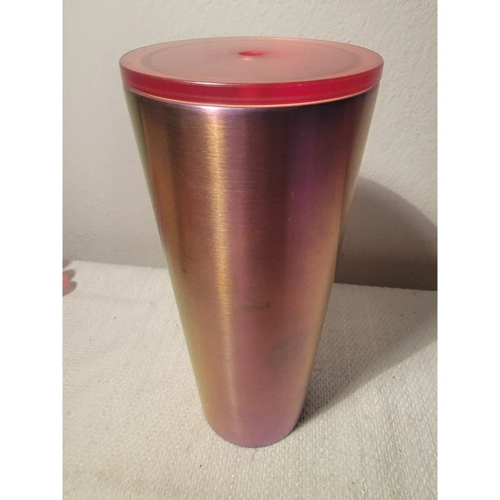 Starbucks‎ Stainless Steel Pink Halo cup tumbler 24oz 2022 No Straw EUC
